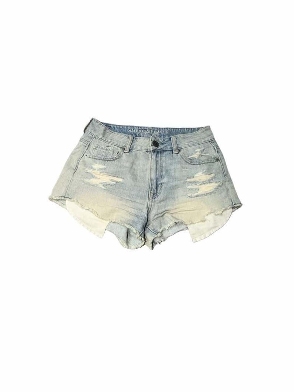 American Eagle Hi-Rise Festival Shorts Size 2 Distressed Light Wash